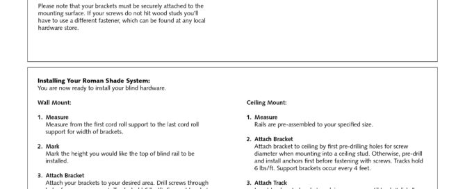 Install Instructions - Endeavor Cassette Roman Shade System